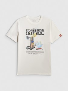 4F T-shirt regular z nadrukiem męski - biały XXL