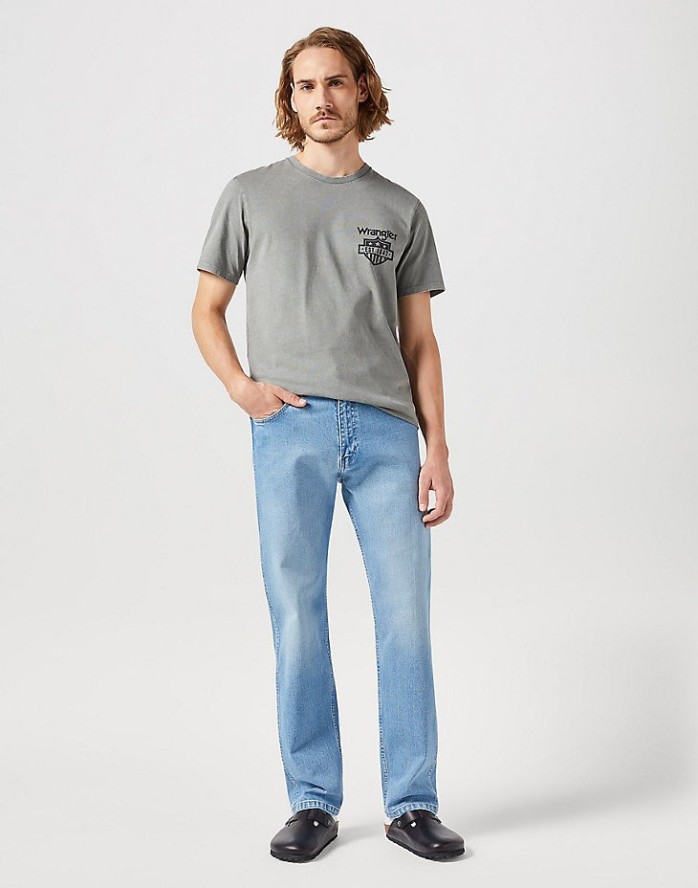 WRANGLER GRAPHIC TEE MĘSKA KOSZULKA T-SHIRT GUN METAL 112351232 W7CA018218
