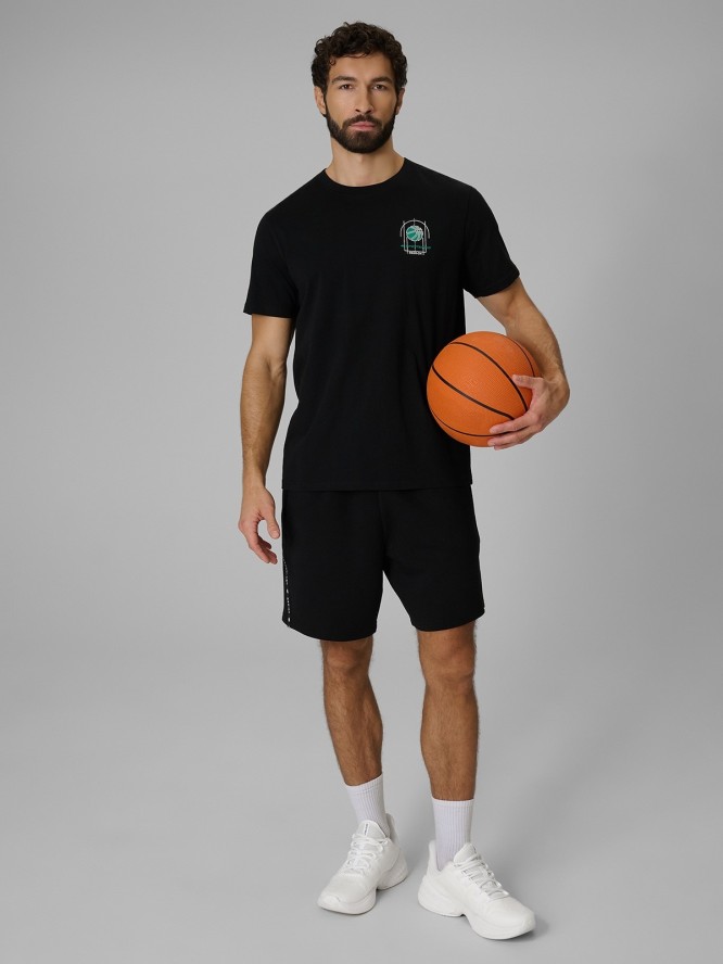 4F T-shirt regular z nadrukiem męski - czarny S