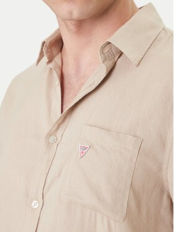 Guess Koszula F6GH06 WG3L0 Beżowy Regular Fit