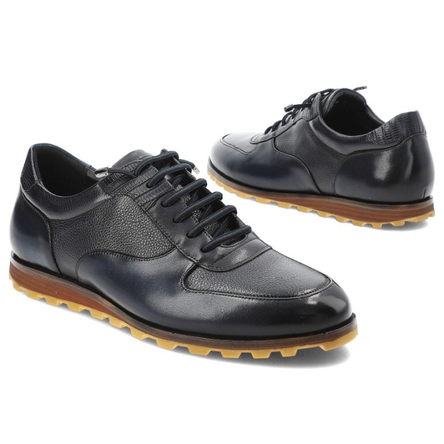 Granatowe Półbuty Brooman Eleganckie Obuwie Męskie