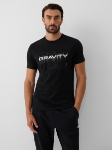 4F T-shirt slim z nadrukiem męski - czarny XXL
