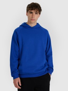 4F Bluza dresowa nierozpinana z kapturem męska - niebieska L