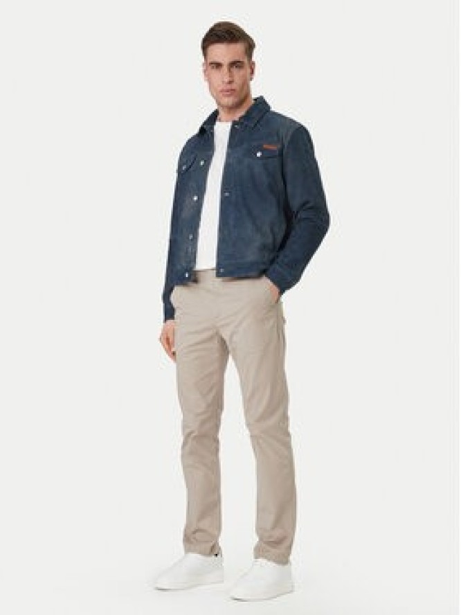 Calvin Klein Jeans Kurtka skórzana 90s LV04RF404G Granatowy Regular Fit