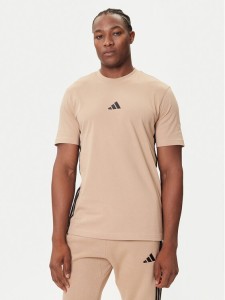 adidas T-Shirt Essentials 3-Stripes JX0734 Beżowy Regular Fit