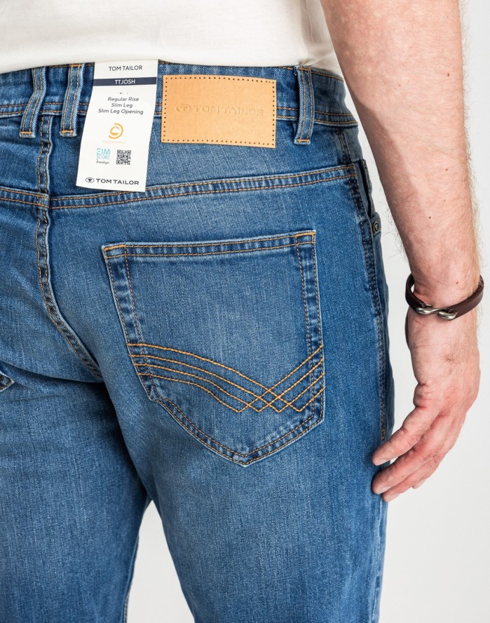 Męskie Spodnie Jeansowe Tom Tailor Josh Used Mid Stone Blue Denim Regular Slim Fit 1007860 10119