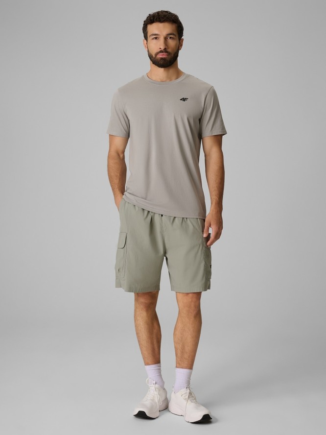 4F T-shirt regular gładki męski - szary XL