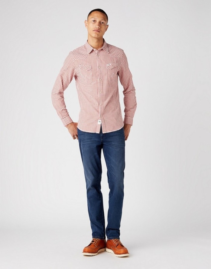 WRANGLER LS WESTERN SHIRT MĘSKA KOSZULA W KRATĘ DŁUGI RĘKAW ETRUSCAN RED W5C2CIR11 112146107