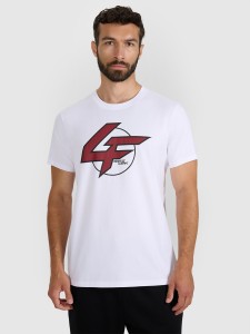 4F T-shirt regular z nadrukiem męski - biały XXL