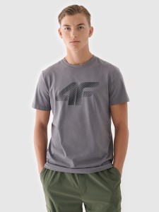 4F T-shirt regular z nadrukiem męski - szary XL