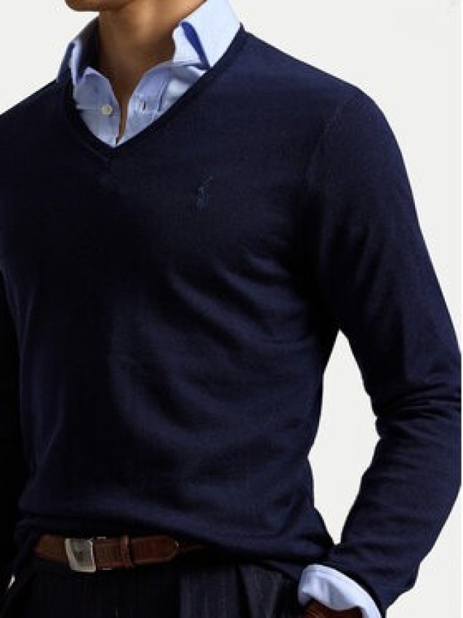 Polo Ralph Lauren Sweter 710946142001 Granatowy Slim Fit