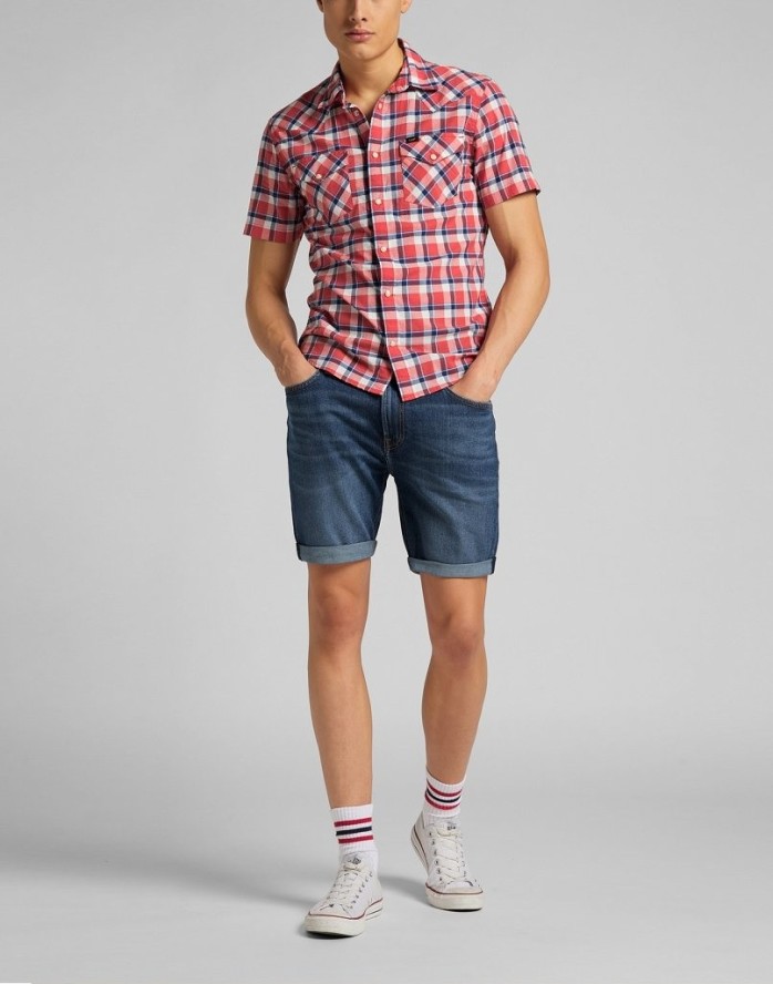 MĘSKA KOSZULA MATERIAŁOWA LEE SS WESTERN AURORA RED L640KKNV 112115282