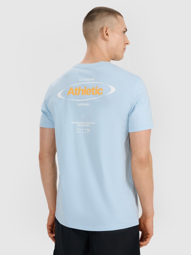 4F T-shirt regular z nadrukiem męski - niebieski XXL