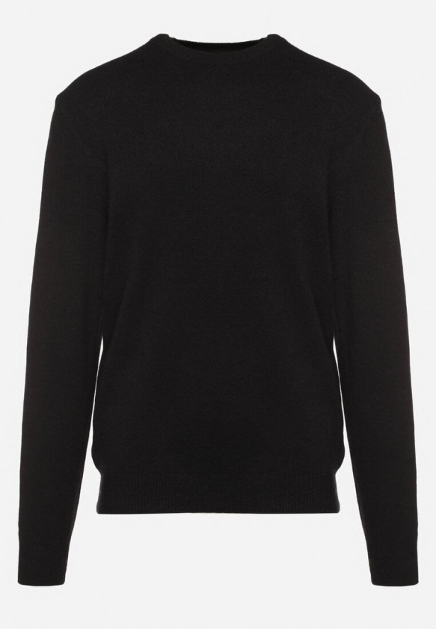 Czarny Klasyczny Sweter z Wełną Neanora