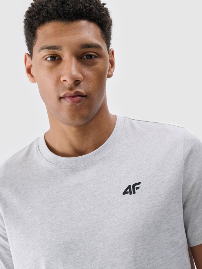 4F T-shirt regular gładki męski - szary L