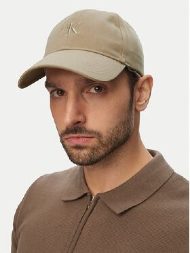 Calvin Klein Czapka z daszkiem Monogram Embroidery Baseball Cap LV04G5002G Beżowy