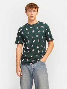 Jack & Jones T-Shirt Xmas Merry 12265399 Zielony Standard Fit