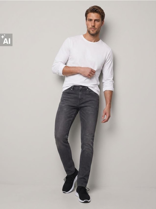 Jeansy skinny z efektem sprania - szary