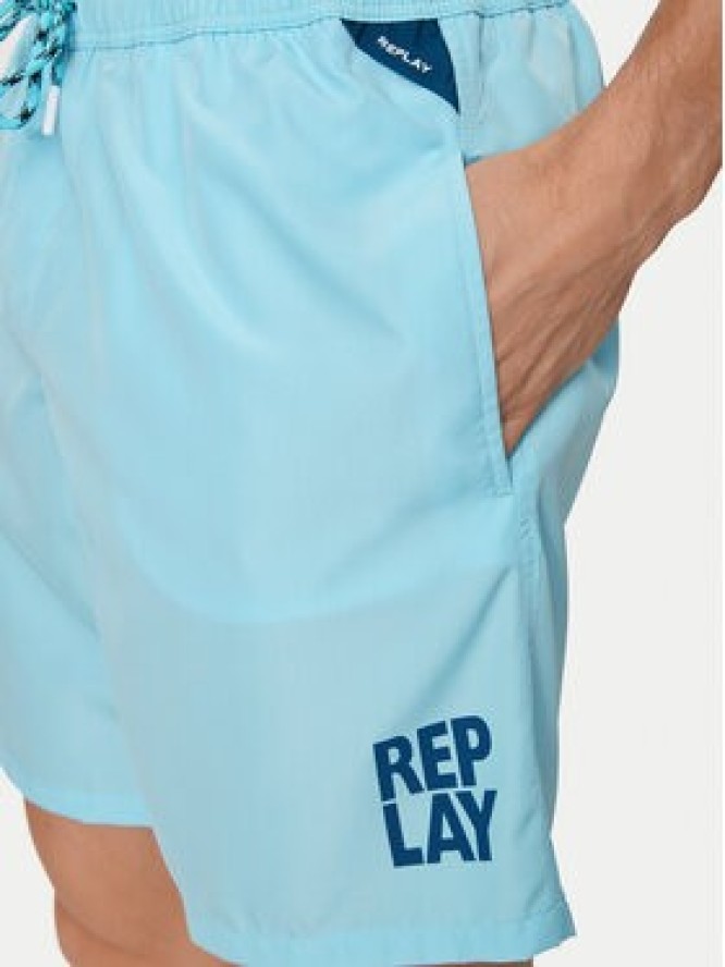 Replay Szorty kąpielowe LM1141.000.82972 Błękitny Regular Fit