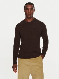 AMI Paris Sweter HKS057005 Brązowy Regular Fit