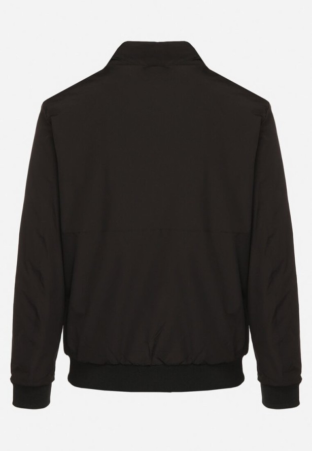 Czarna Kurtka Przejściowa ze Ściągaczami Zapinana na Suwak Neveale