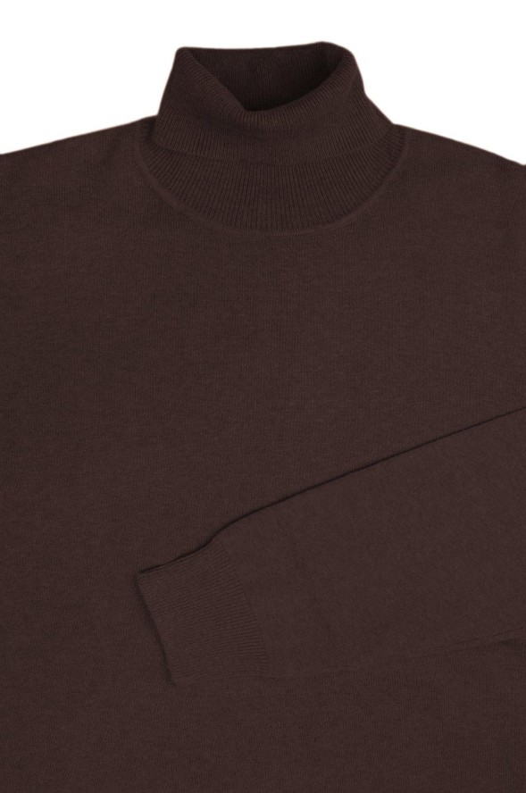 Bawełniany Golf Męski - Colosseo - Czekoladowy Brąz