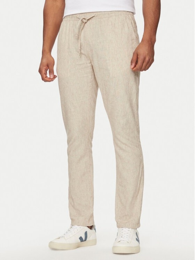 INDICODE Spodnie materiałowe Vitaly 60-332 Beżowy Regular Fit