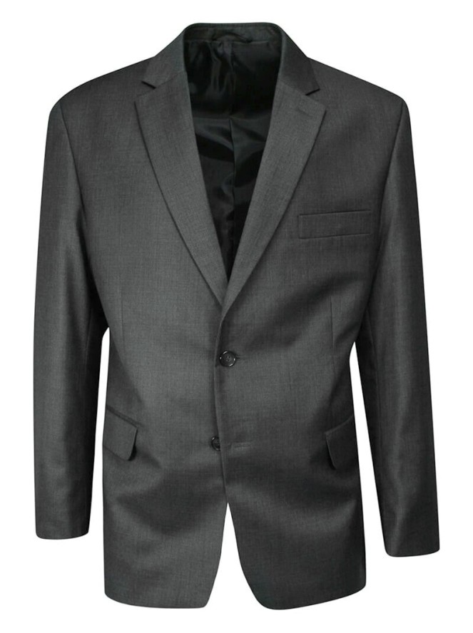 Garnitur Dwuczęściowy Grafitowy Elegancki, Zapinany na Dwa Guziki, Spodnie w Kant -CASINO