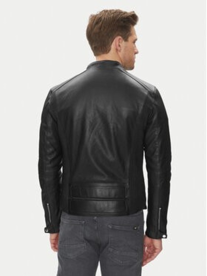 Serge Pariente Kurtka skórzana Couture Czarny Slim Fit