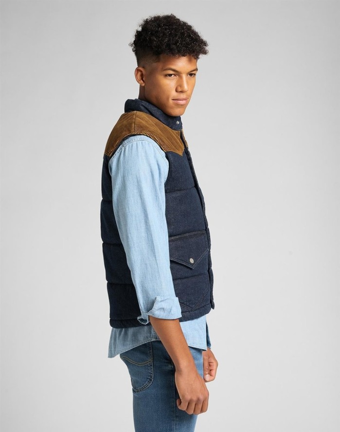 LEE PADDED VEST MĘSKA KAMIZELKA JEANSOWA PUCHOWA RINSE L89VPL36 112141030