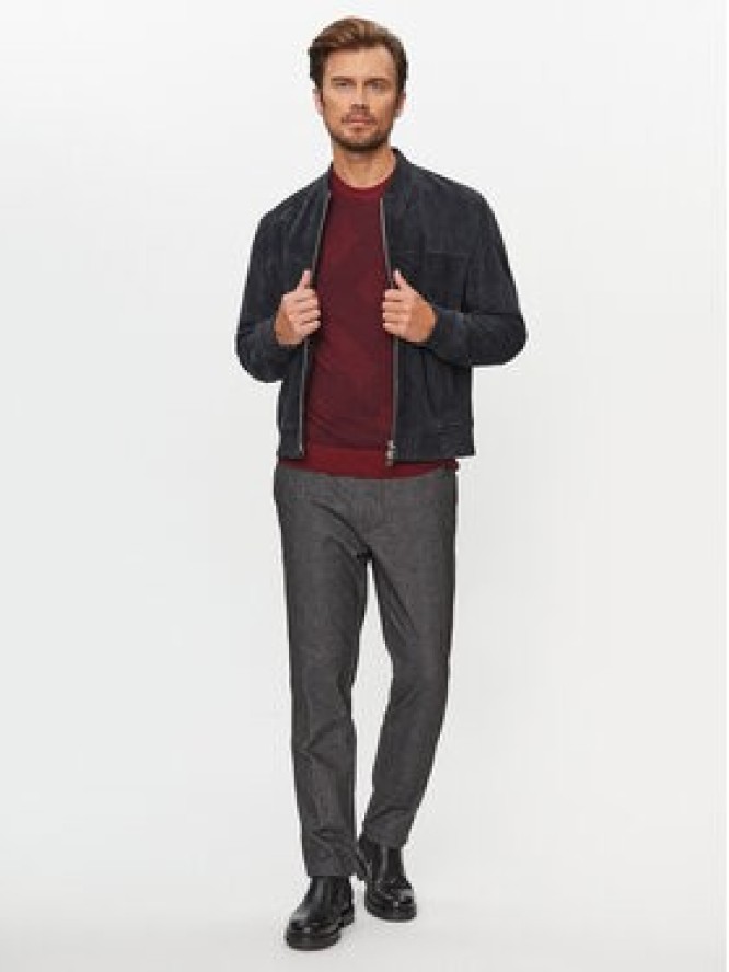 Boss Sweter Motivo DARK RED Bordowy Regular Fit