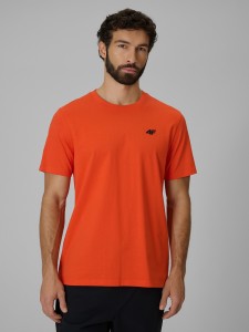 4F T-shirt regular gładki męski - pomarańczowy S