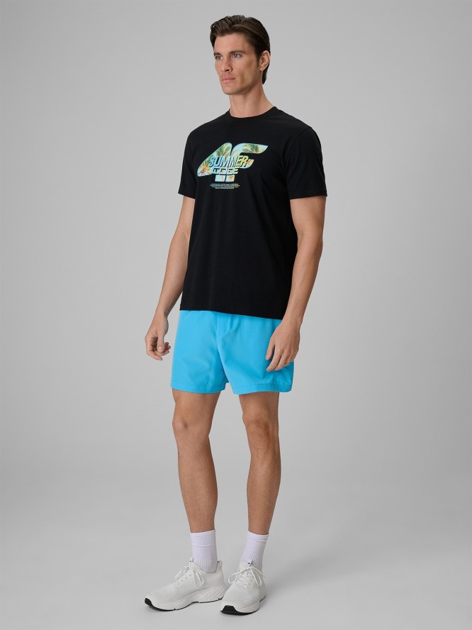 4F T-shirt regular z nadrukiem męski - czarny XXL