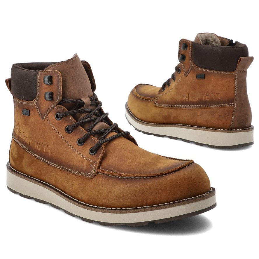 Żółte Botki Rieker Skórzane Trzewiki Męskie