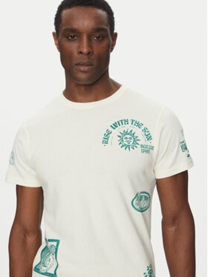 INDICODE T-Shirt Inflorallo 41-137 Écru Regular Fit