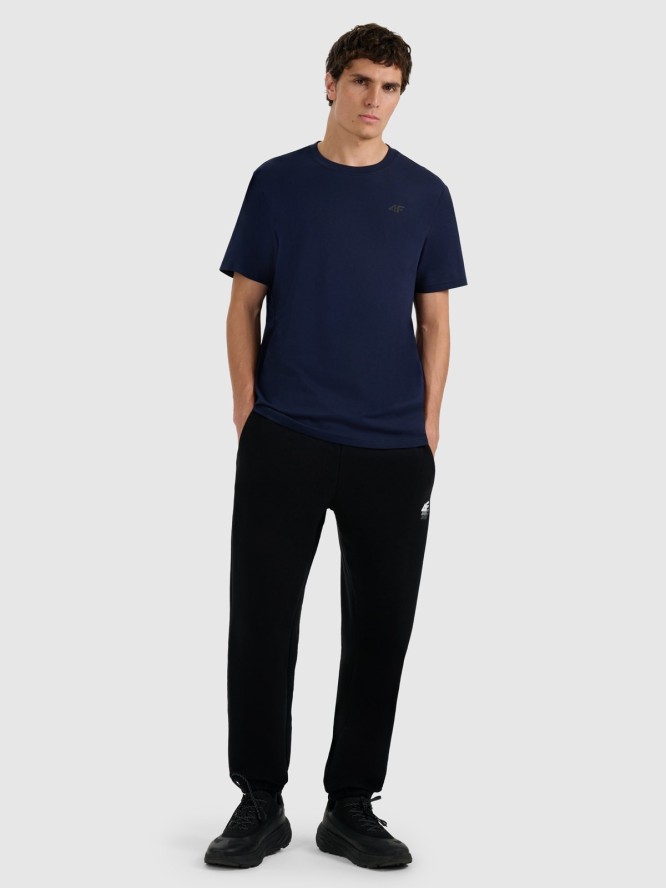 4F T-shirt regular gładki męski - granatowy M