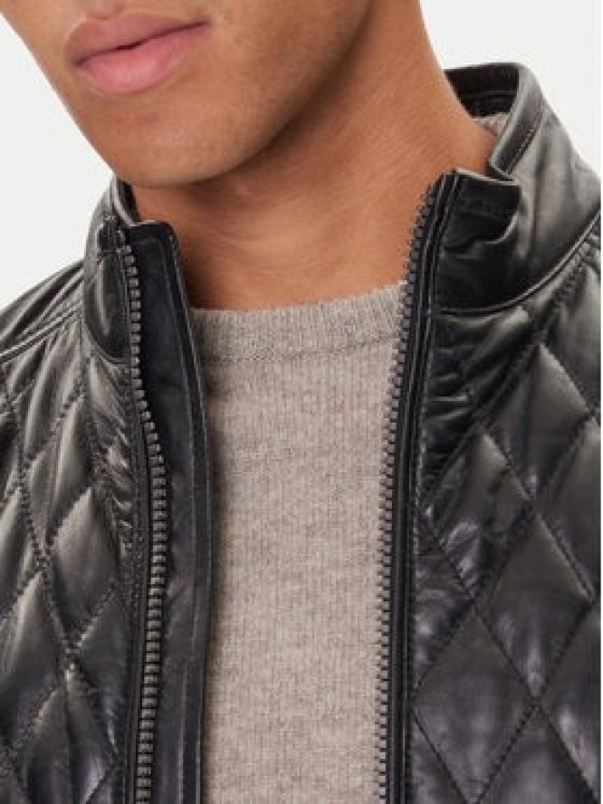 JOOP! Kurtka skórzana 17 Boys 1500150 80000851 Czarny Regular Fit