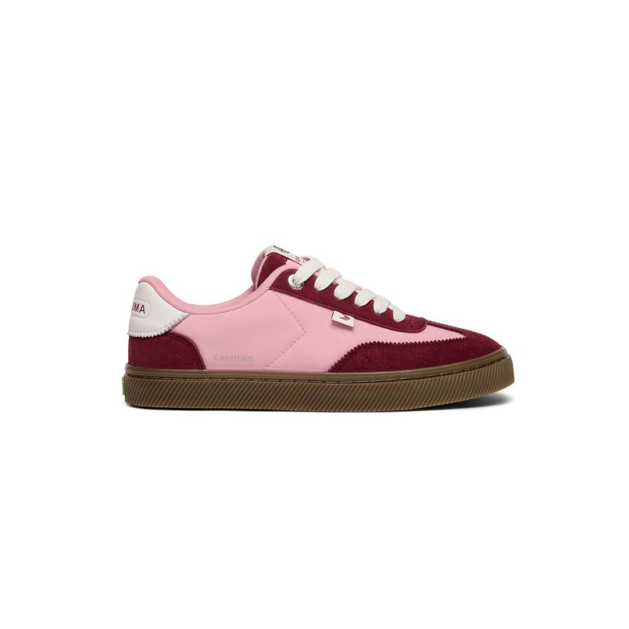 Sneakersy skórzane Cariuma TOCA Nylon Teak Bright Rose Suede Cabernet Red