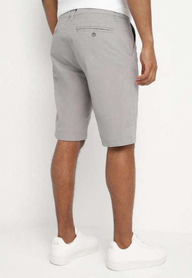 Szare Szorty Bawełniane Bermudy Zapinane na Ukryty Suwak i Guzik Vikiidana