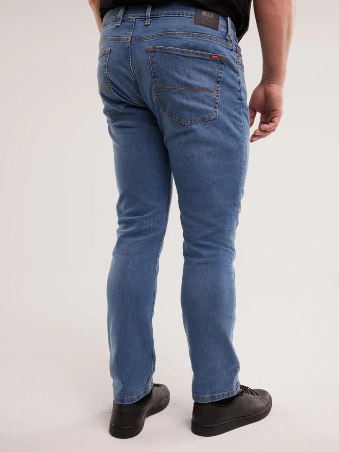 Jeansy męskie dopasowane z przetarciami niebieskie Tobias 367