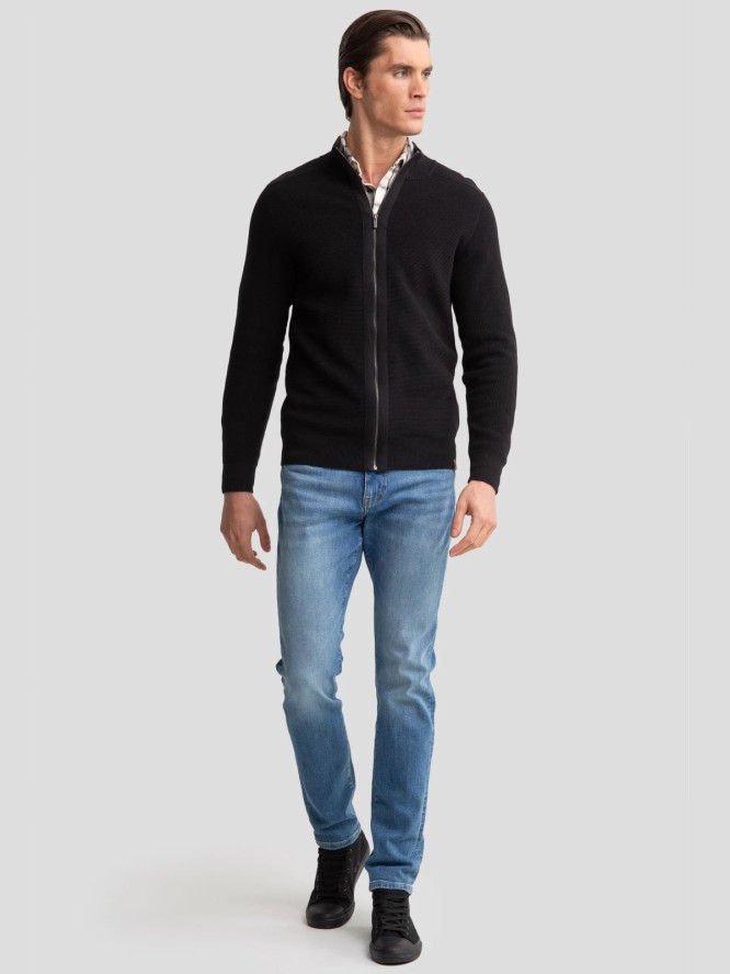 Sweter męski rozpinany ze stójką czarny Tonys 906