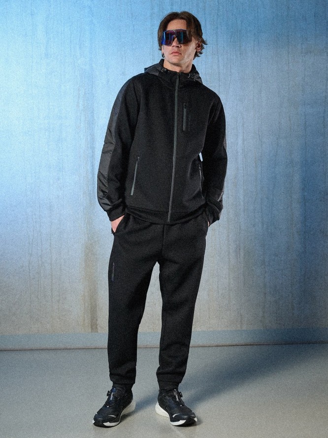 4F Bluza dresowa regular z kapturem męska - czarna L