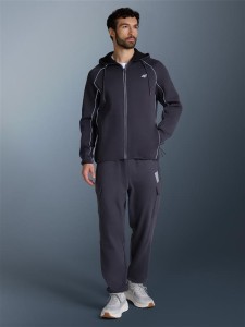 4F Bluza dresowa regular z kapturem męska - szara M