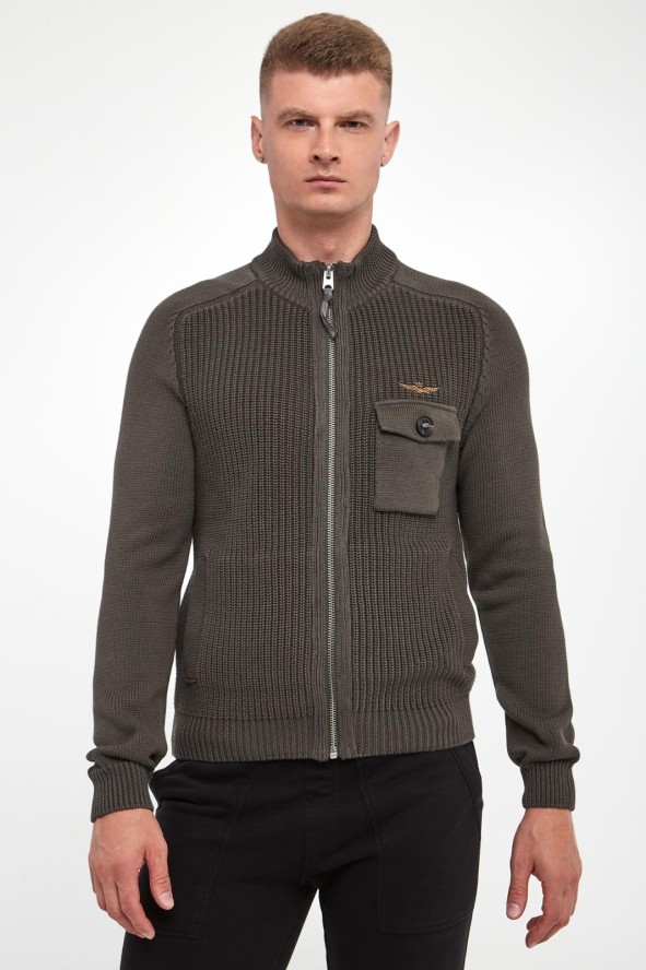 Sweter męski zapinany na zamek AERONAUTICA MILITARE