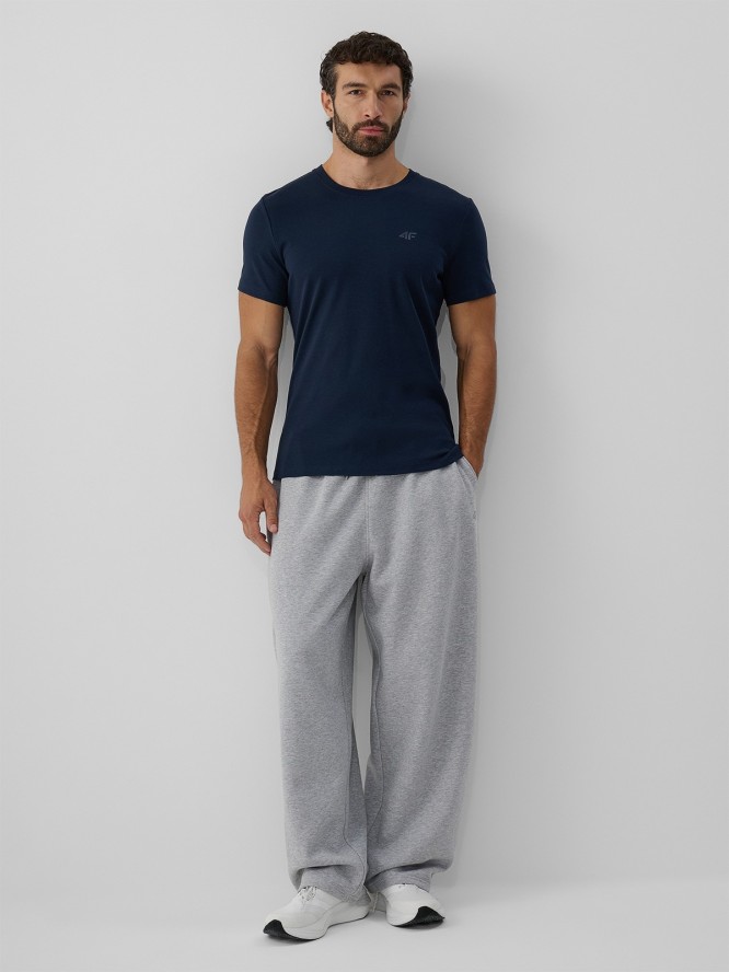 4F T-shirt slim gładki męski - granatowy XXL