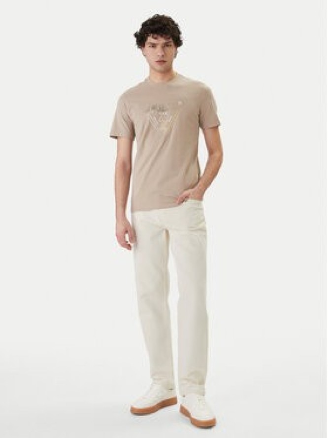 Guess T-Shirt M6GI11 K2992 Beżowy Slim Fit