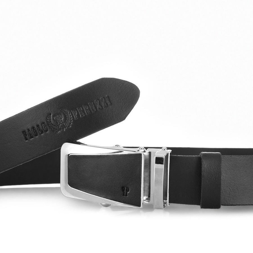 Pasek męski skórzany automat Paolo Peruzzi czarny MB027