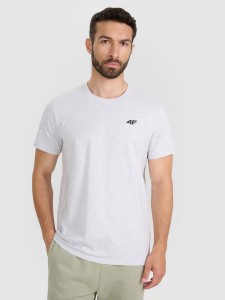 4F T-shirt regular gładki męski - szary 3XL