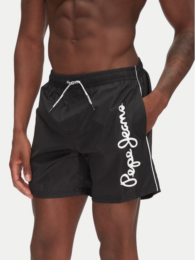 Pepe Jeans Szorty kąpielowe Logo PMB10419 Czarny Regular Fit