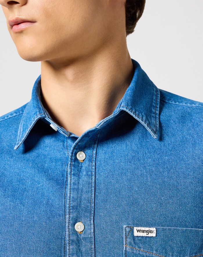 WRANGLER MĘSKA KOSZULA 1 PKT SHIRT MID STONE 112357191 W5X2014179